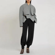 Asymmetric Cutout Cropped Jacket