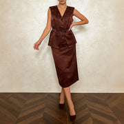Tie-Waist Vest and Skirt Set