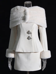 Off-Shoulder Jacket and Mini Skirt Set