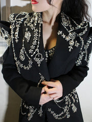 Embellished Cutout Longline Blazer