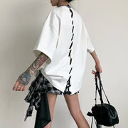Lace-Up Back Relaxed Shirt
