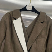 Contrast-Lapel Tailored Blazer