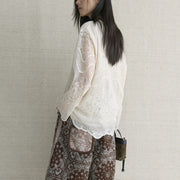 Scalloped Lace V-Neck Blouse