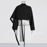 Asymmetric Cropped High-Neck Jacket