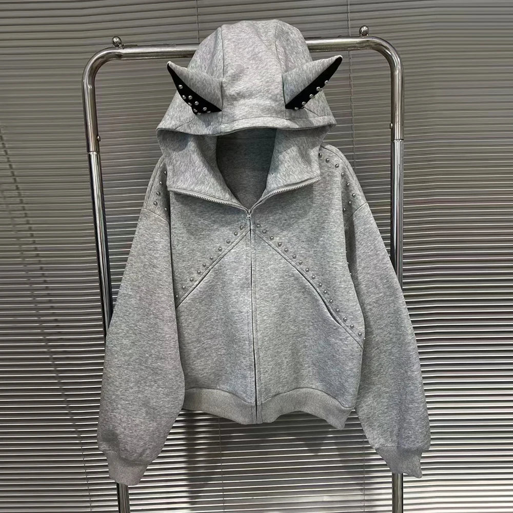 Ear-Detail Hooded Jacket