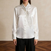 Embellished Tie-Neck Blouse
