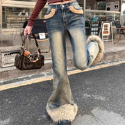 Shaggy-Hem Flared Jeans