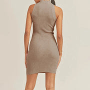 Cutout High-Neck Mini Dress