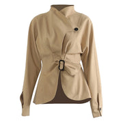 Gathered-Waist Asymmetric Jacket