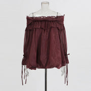 Off-Shoulder Tie-Sleeve Blouse