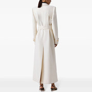 Tie-Waist Double-Breasted Long Coat