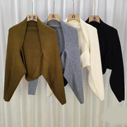 Balloon-Sleeve Cropped Cardigan