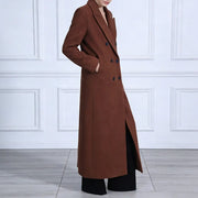 Double-Breasted Brown Long Coat