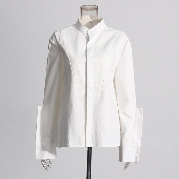 Stand-Collar Long-Sleeve Shirt