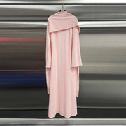 Cape-Overlay Long-Sleeve Long Dress