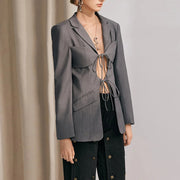 Tie-Front Cutout Blazer