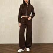 Cropped Jacket and Drawstring Pants Set