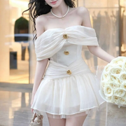 Off-Shoulder Ruched Mini Dress