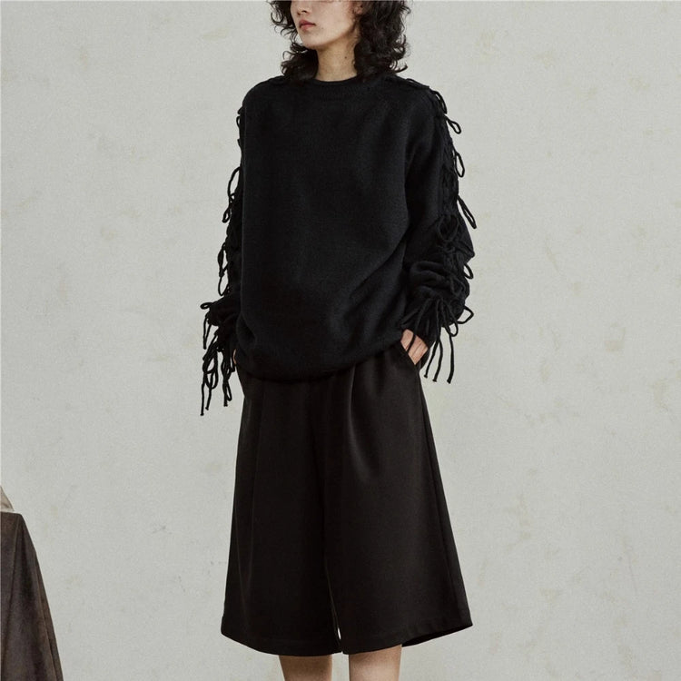 Tie-Sleeve Crewneck Sweater