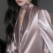 Glossy Double-Breasted Blazer