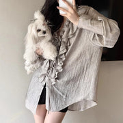 Ruffled Long-Sleeve Blouse