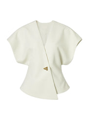 Asymmetric V-Neck Sleeveless Jacket