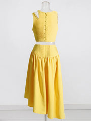 Ruched Cutout Top and Skirt Set