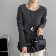 Ruffle-Hem Long-Sleeve Top