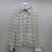 Textured Sequin Button-Up Shirt