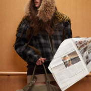 Plaid Zip-Up Cropped Jacket