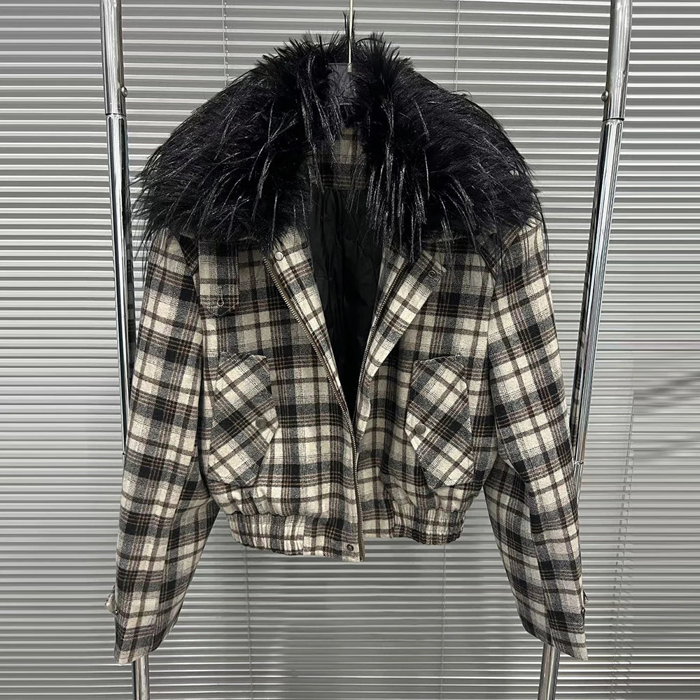 Plaid Zip-Front Jacket