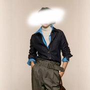Contrast-Stitch Button-Up Shirt