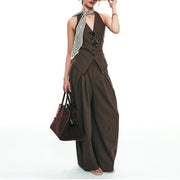 Button-Front Vest and Pants Set