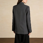 Pleated-Panel Tailored Blazer