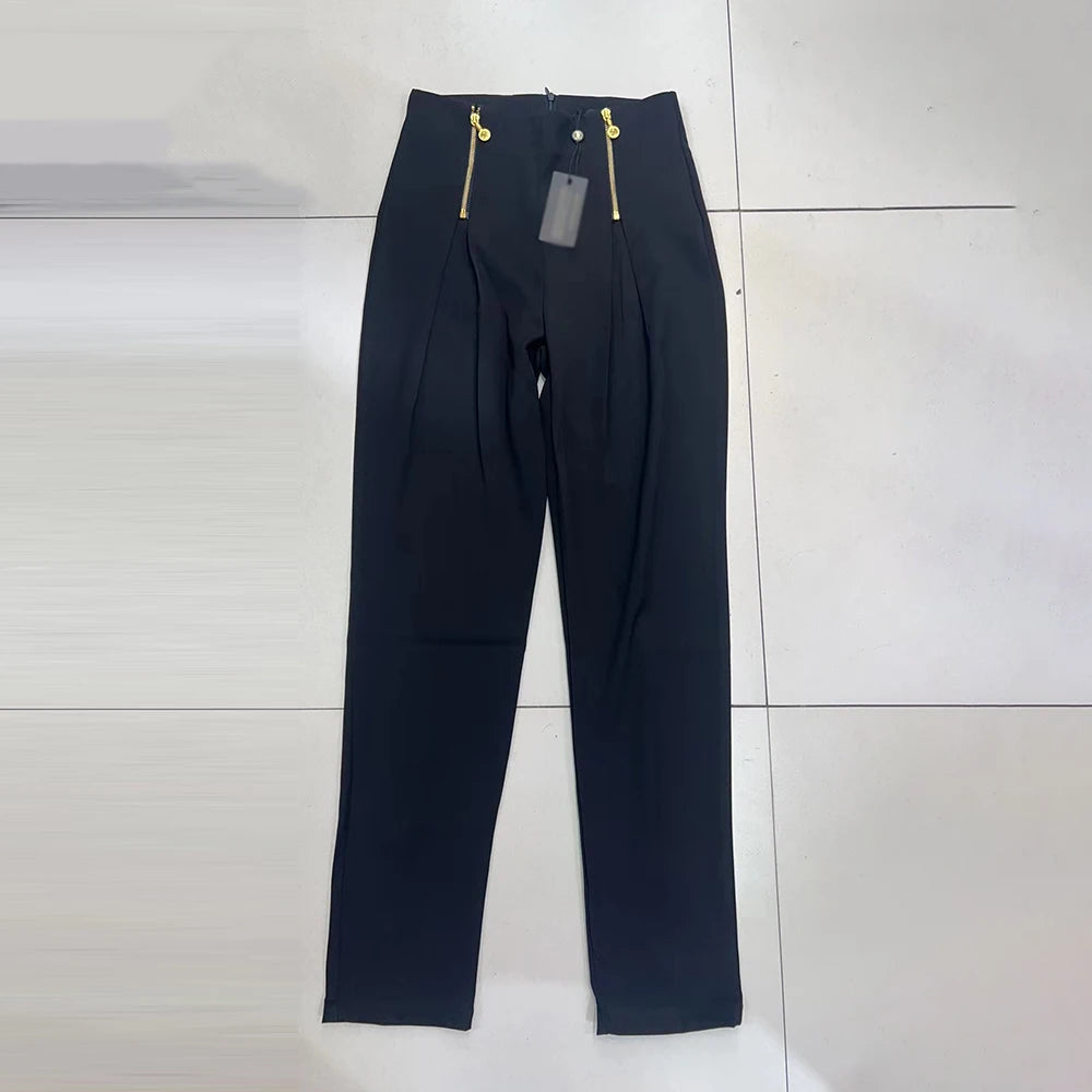 Zip-Detail Tapered Pants