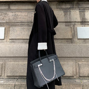 Contrast-Trim Long Trench Coat
