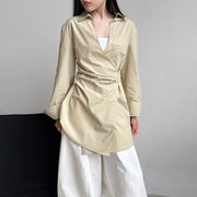 Gathered-Waist Longline Shirt
