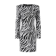 Zebra-Stripe Long-Sleeve Mini Dress