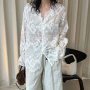 Floral Lace Button-Front Blouse