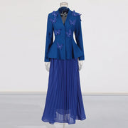 Applique Jacket and Pleated Skirt Set