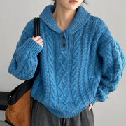 Cable-Knit Collared Sweater