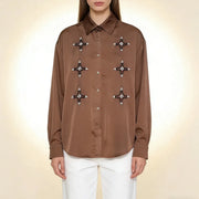 Geometric Embellished Button Shirt