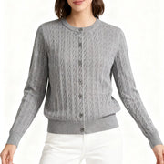 Textured Round-Neck Cardigan