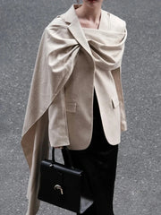Draped Asymmetric Tailored Blazer