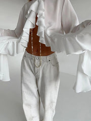 Ruffled Long-Sleeve Blouse