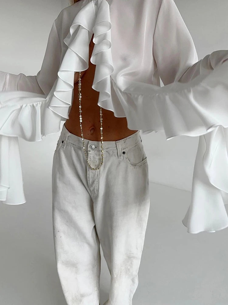 Ruffled Long-Sleeve Blouse