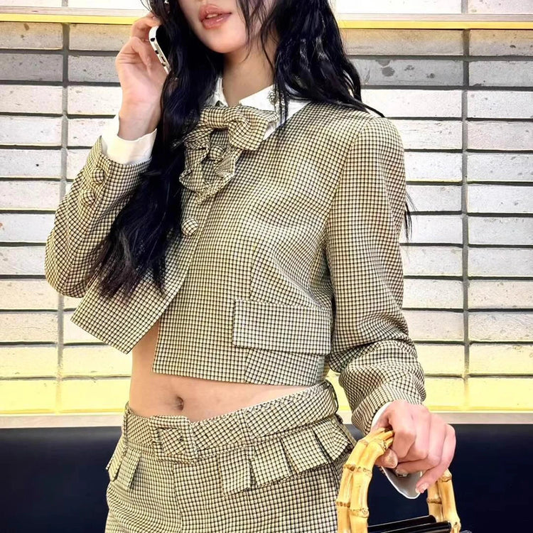 Checked Jacket and Shorts Set