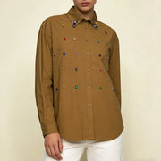Multicolor Embellished Collared Shirt