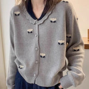 Scalloped-Neck Motif Cardigan