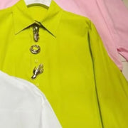 Statement-Button Oversized Shirt